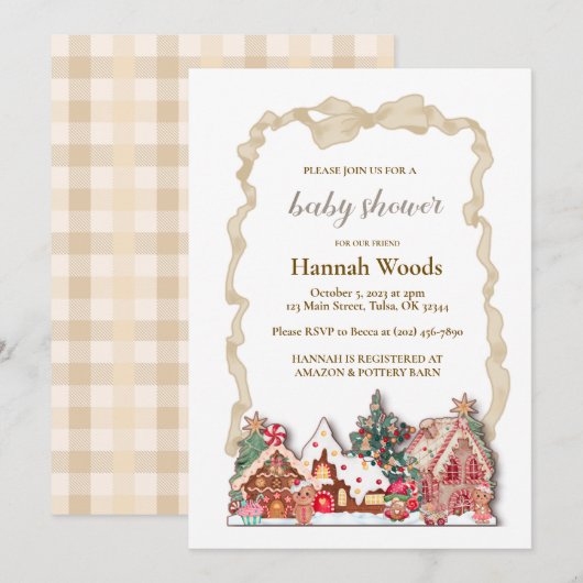 Gingerbread Baby shower Kaart (Voorkant / Achterkant)