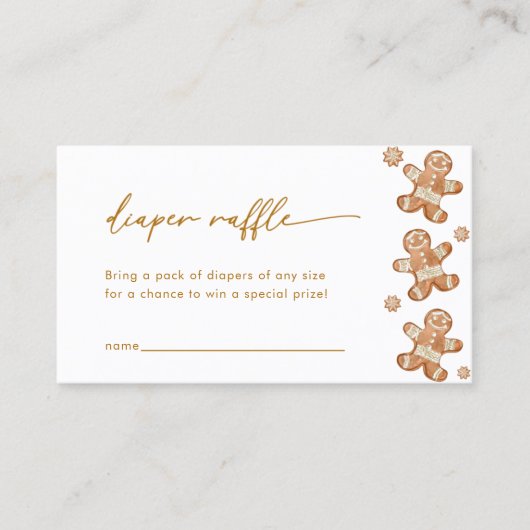 Gingerbread Baby shower Luier Raffle Kaart Visitekaartje (Voorkant)