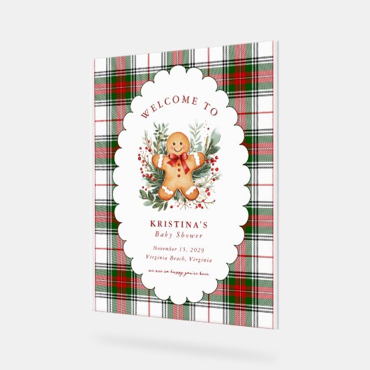 Gingerbread Baby Shower Welcome  Acryl Bord (Hoek)