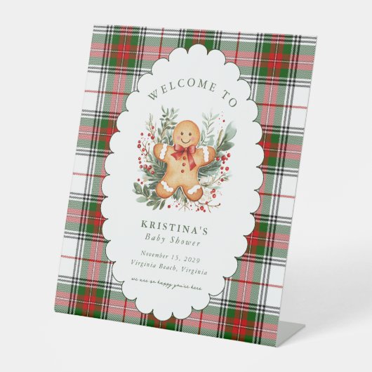 Gingerbread Baby Shower Welcome  Reclamebord Met Voetstuk (Voorkant)