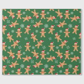 Gingerbread Baby with Santa Hat Wrapping Paper Cadeaupapier (Vlak)