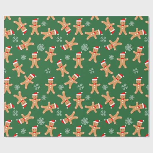Gingerbread Baby with Santa Hat Wrapping Paper Cadeaupapier (Vlak)