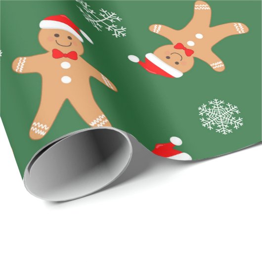 Gingerbread Baby with Santa Hat Wrapping Paper Cadeaupapier (Rol Hoek)