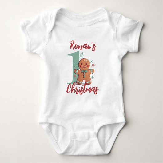 Gingerbread Baby's Eerste Kerstmis Romper (Voorkant)