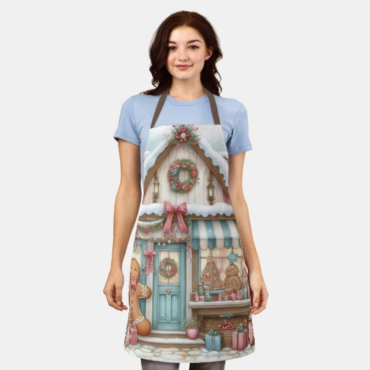 Gingerbread Bakery House Cutting Board Schort (Gedragen)