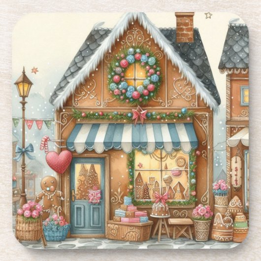Gingerbread Bakery House Shop 3 beverage coaster Bier Onderzetter (Voorkant)