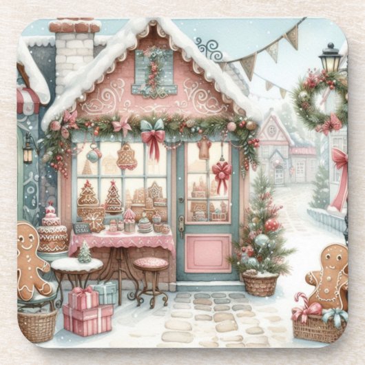 Gingerbread Bakery House Shop Bier Onderzetter (Voorkant)