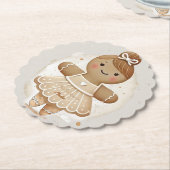 Gingerbread Ballerina Gepersonaliseerd Papier Onde Kartonnen Onderzetters (Gekanteld)