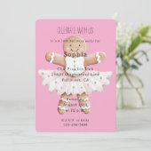 Gingerbread Ballerina Roze Verjaardag Kaart (Staand voorkant)