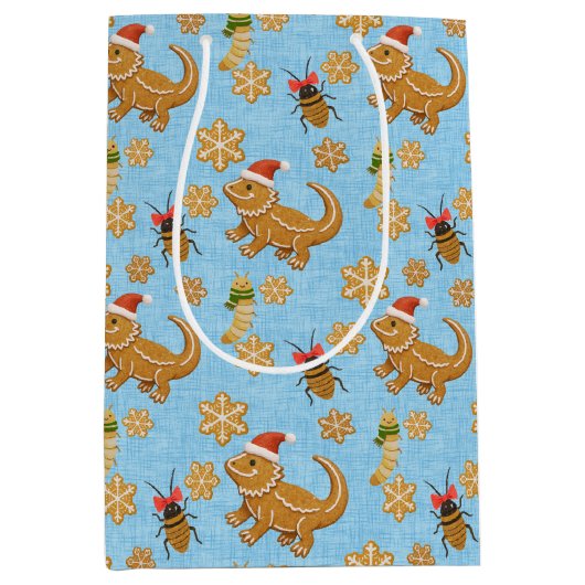 Gingerbread Bearded Dragon Christmas Medium Cadeauzakje (Voorkant)