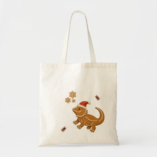 Gingerbread Bearded Dragon Christmas Tote Bag (Voorkant)