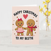 Gingerbread Bestie Christmas Card Kaart (Gele Bloem)