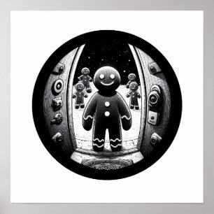 Gingerbread bezoekers voor de deur Fisheye Poster
