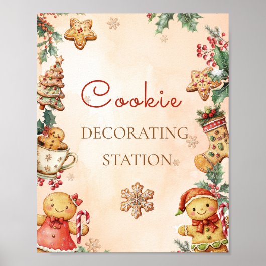 Gingerbread Birthday Cookie Decorating Station Poster (Voorkant)