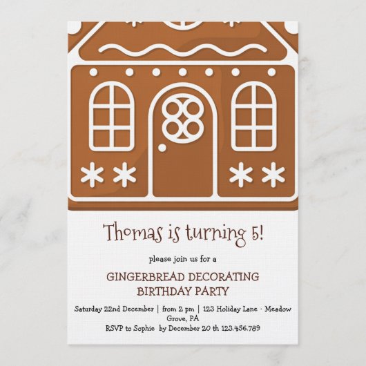 Gingerbread birthday decorating party kaart (Voorkant)