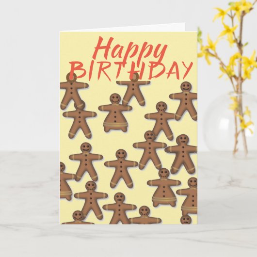 Gingerbread biscuits verjaardag kaart (Gele Bloem)