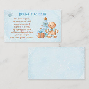 Gingerbread Blauw Baby shower Boeken voor Baby Informatiekaartje