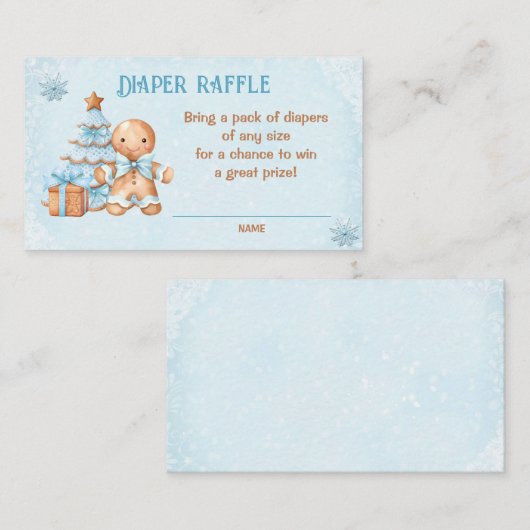Gingerbread Blauw Baby shower Luier Raffle Kaart (Voorkant / Achterkant)