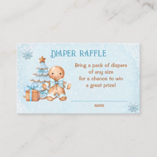 Gingerbread Blauw Baby shower Luier Raffle Kaart (Voorkant)