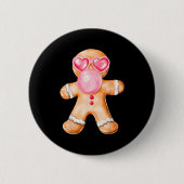 Gingerbread Blowing Bubble Gum Nk Sungles Christma Ronde Button 5,7 Cm (Voorkant)