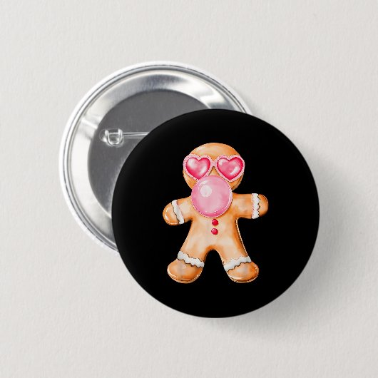 Gingerbread Blowing Bubble Gum Nk Sungles Christma Ronde Button 5,7 Cm (Voorkant /achterkant)