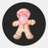 Gingerbread Blowing Bubble Gum Nk Sungles Christma Ronde Sticker (Voorkant)