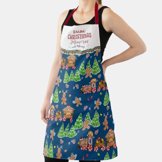 Gingerbread Blue Baking Christmas Herinneringen aa Schort (Insitu)