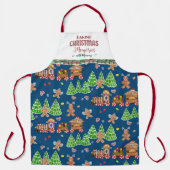 Gingerbread Blue Baking Christmas Herinneringen aa Schort (Voorkant)