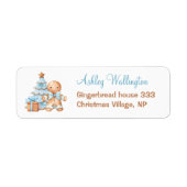 Gingerbread Blue Christmas Boy Baby shower Adres Etiket (Voorkant)