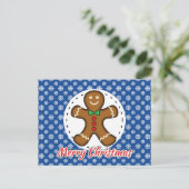 Gingerbread - Blue Snowflakes Pattern - Merry Xmas Briefkaart (Staand voorkant)