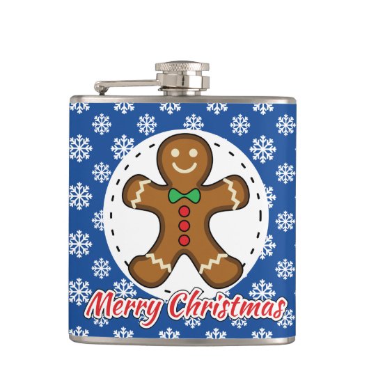 Gingerbread - Blue Snowflakes Pattern - Merry Xmas Heupfles (Voorkant)