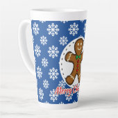 Gingerbread - Blue Snowflakes Pattern - Merry Xmas Latte Mok (Linkerhoek)