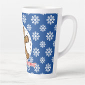 Gingerbread - Blue Snowflakes Pattern - Merry Xmas Latte Mok (Rechts)