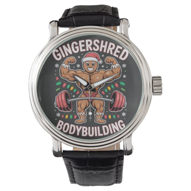 Gingerbread Bodybuilding Christmas Gym gift Horloge (Voorkant)