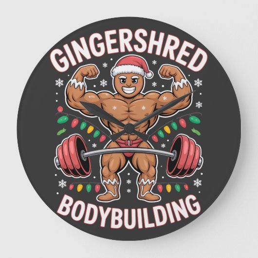 Gingerbread Bodybuilding Christmas Gym  Grote Klok (Voorkant)