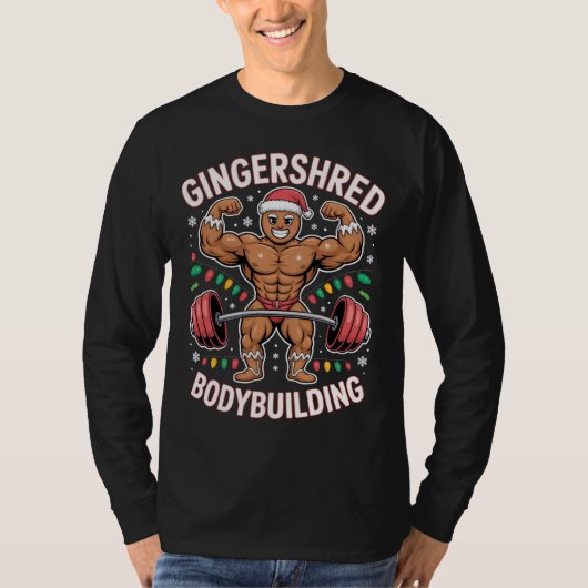 Gingerbread Bodybuilding Christmas Gym T-shirt (Voorkant)