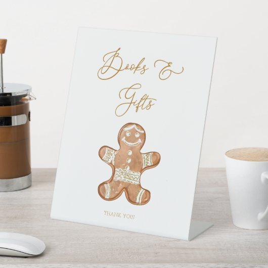 Gingerbread boeken en geschenken Baby shower teken Reclamebord Met Voetstuk (Insitu)