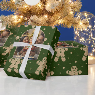 Gingerbread bos gepersonaliseerde kerstfoto cadeaupapier