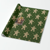 Gingerbread bos gepersonaliseerde kerstfoto cadeaupapier (Uitgerold)
