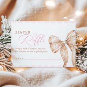 Gingerbread Bow Baby shower Luier Raffle Informatiekaartje