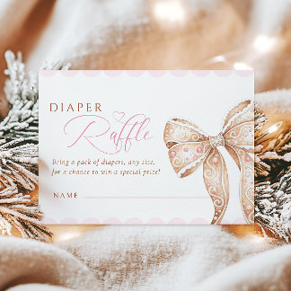 Gingerbread Bow Baby shower Luier Raffle Informatiekaartje