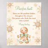 Gingerbread Boy Baby shower Pacifier Hunt Spel Poster (Voorkant)