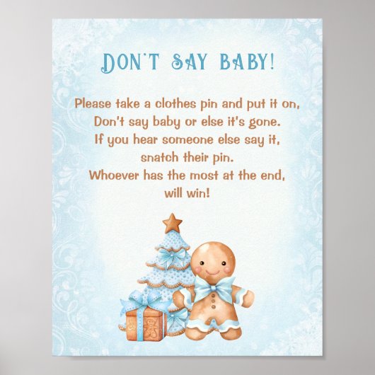 Gingerbread Boy Baby shower Zeg geen Baby-spel Poster (Voorkant)
