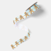 Gingerbread Boy Blauw Glitter Satijnen Lint (Achterkant)