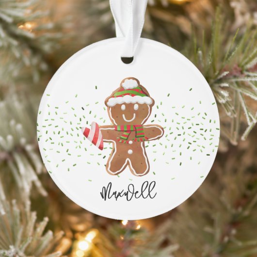 Gingerbread Boy Candy Cane Hartnaam Kerstmis Ornament (Boom)