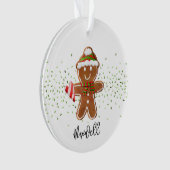 Gingerbread Boy Candy Cane Hartnaam Kerstmis Ornament (voorkant)