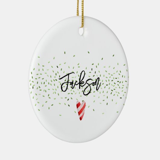 Gingerbread Boy Candy Cane Hartnaam Vakantie Keramisch Ornament (Rechts)