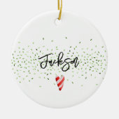 Gingerbread Boy Candy Cane Hartnaam Vakantie Keramisch Ornament (Voorkant)