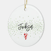 Gingerbread Boy Candy Cane Hartnaam Vakantie Keramisch Ornament (Links)