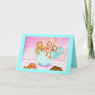 Gingerbread Boy Christmas Coffee Wenskaart Feestdagen Kaart